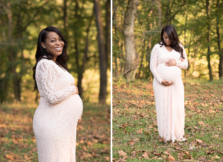 Outdoor Maternity Session Pregnant Women Surrounded By Fall Leaves