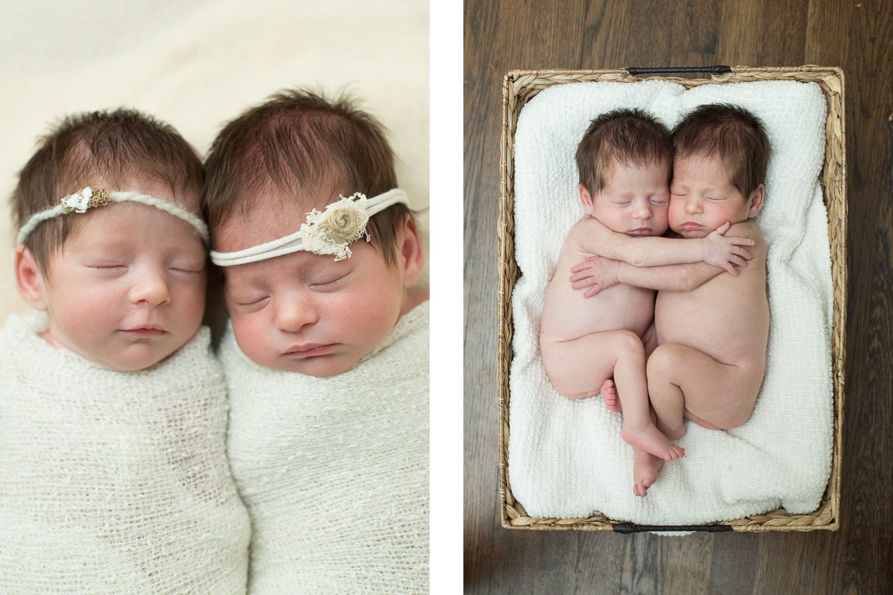 Twin Newborn Session Babies in a box photo