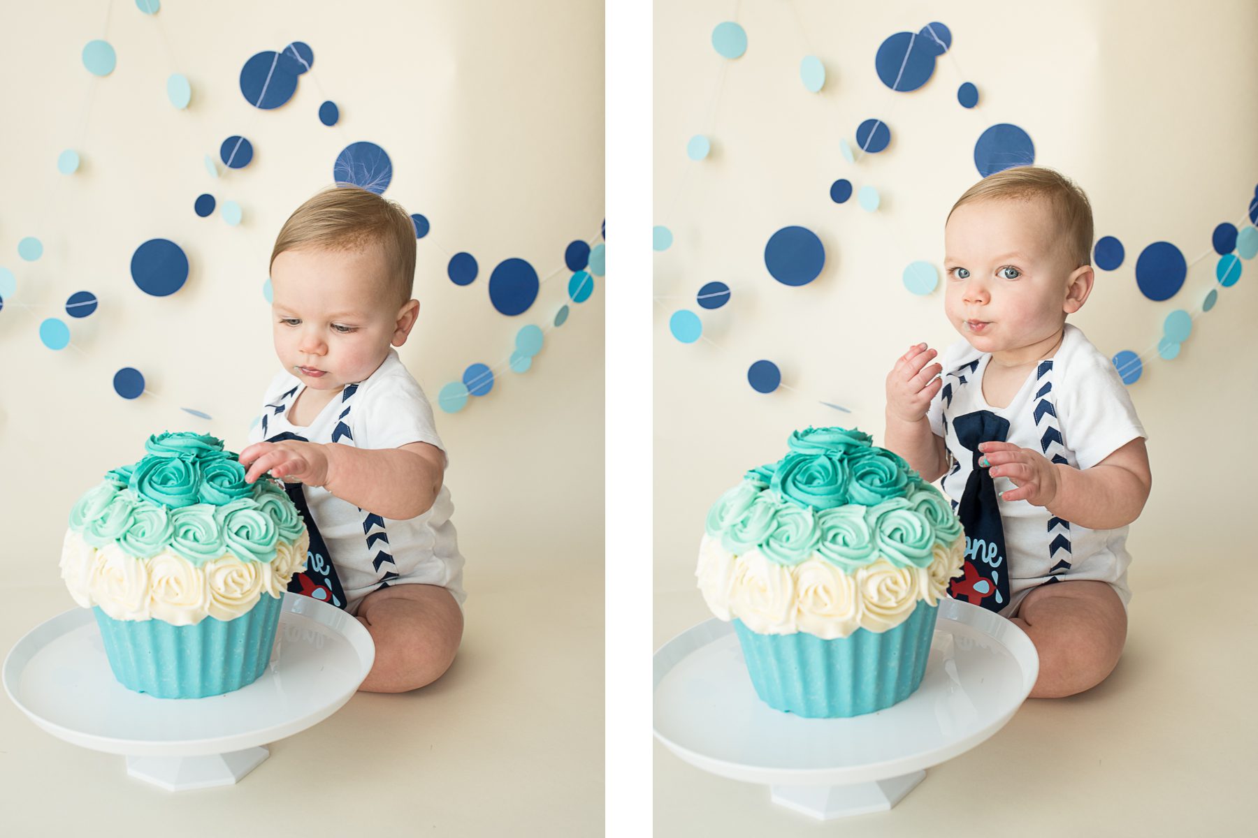 Cake Smash Session Trying the Cake Photo