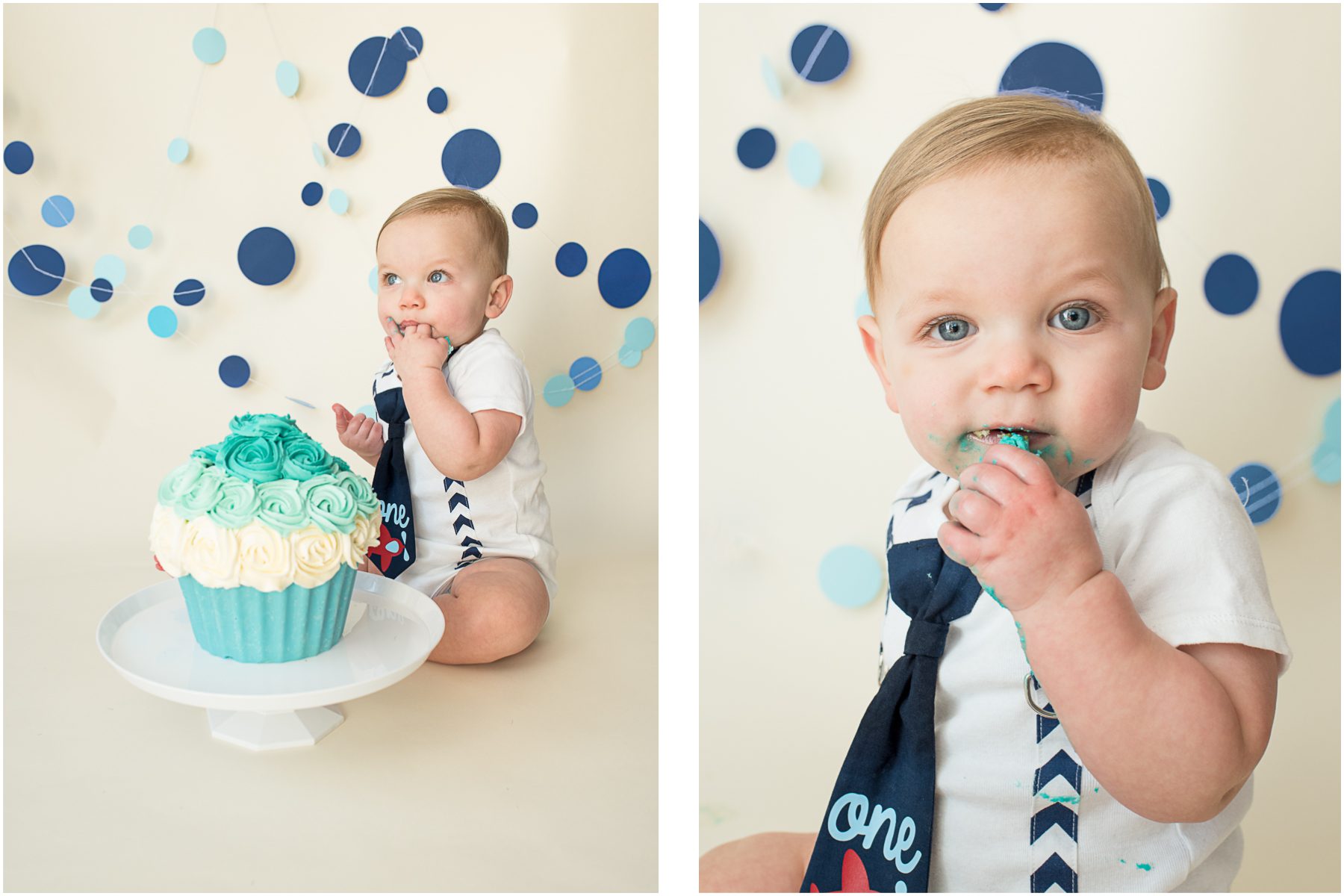 Cake Smash Session Close Up Eating Cake Photo