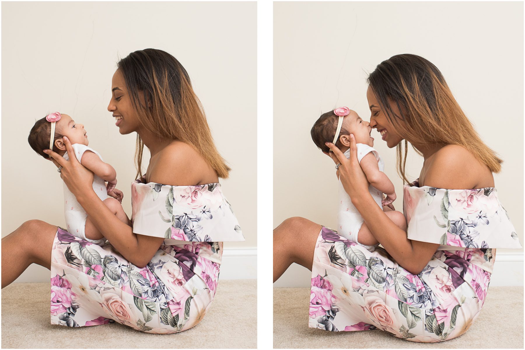 Two Month Old Baby Girl Playing With Mom Photo