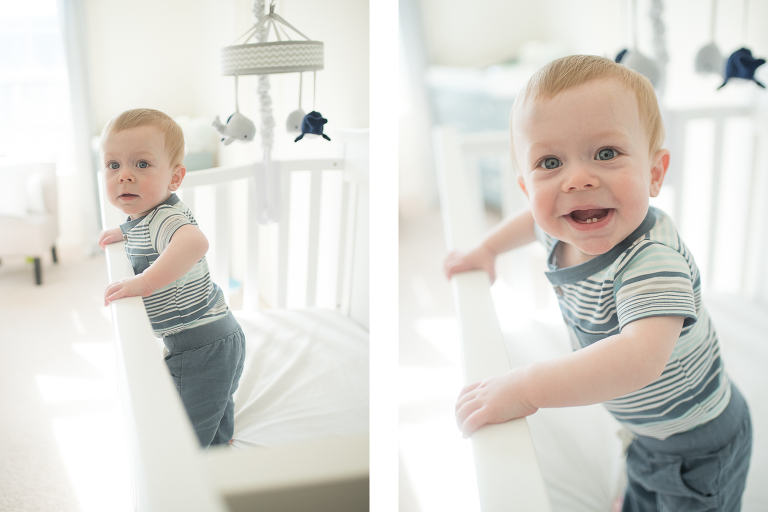 Baby Boy Milestone Session Crib Photo