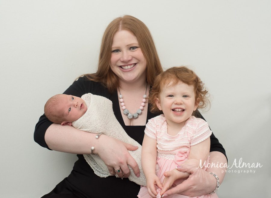 Beautiful Newborn Baby Girl Mom and Daughters Smiling Photo