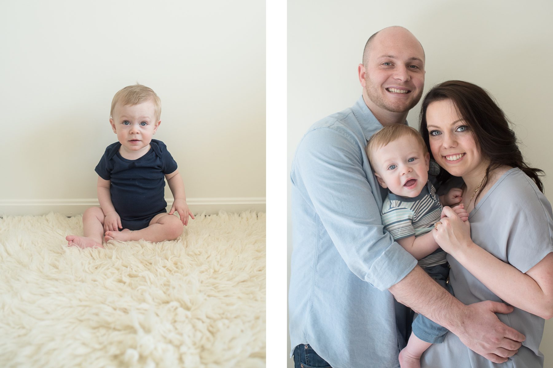 Baby Boy Milestone Session Portrait with Parents Photo