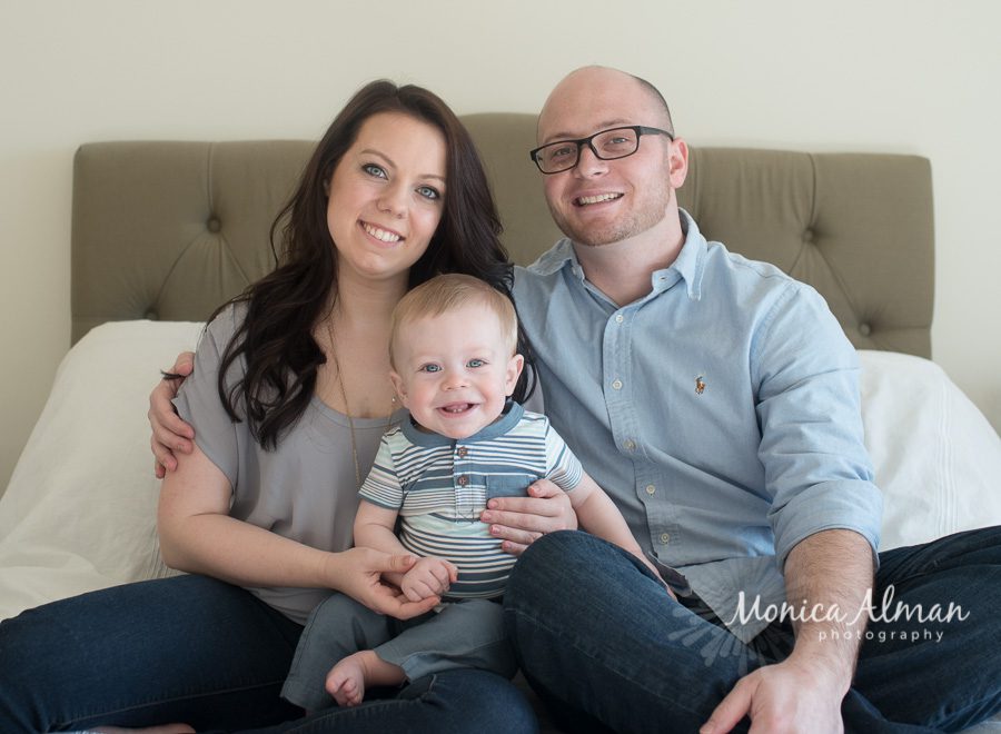 Baby Boy Milestone Session Portrait With Parents Photo