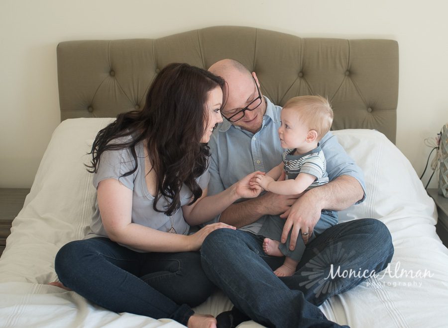 Baby Boy Milestone Session Playing with Parents Photo