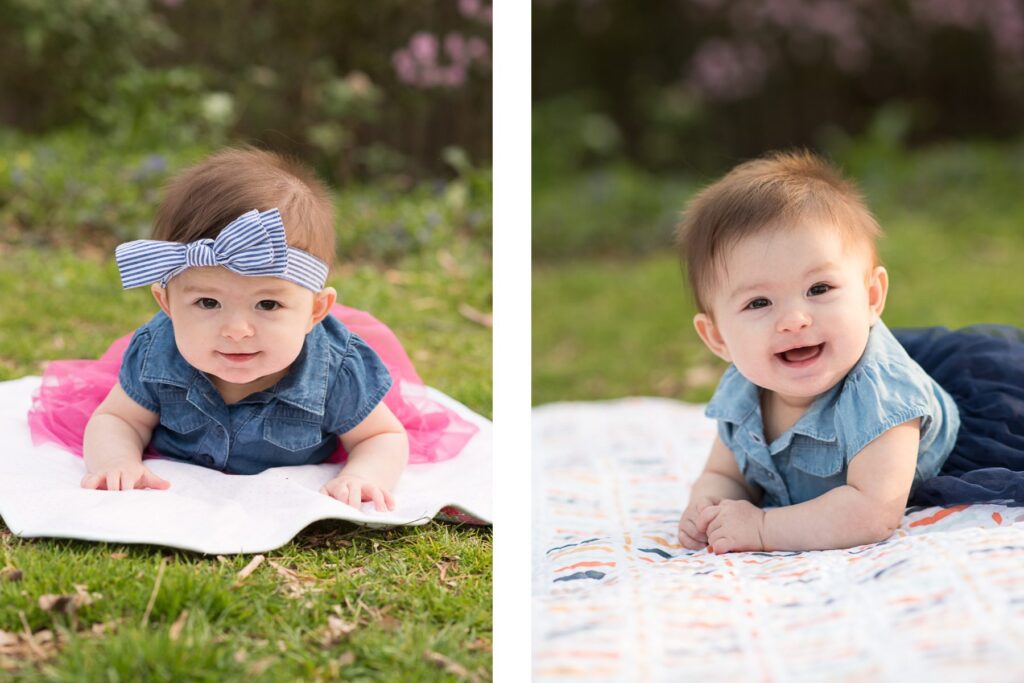 Twin Six Month Session Smiling Baby Photo