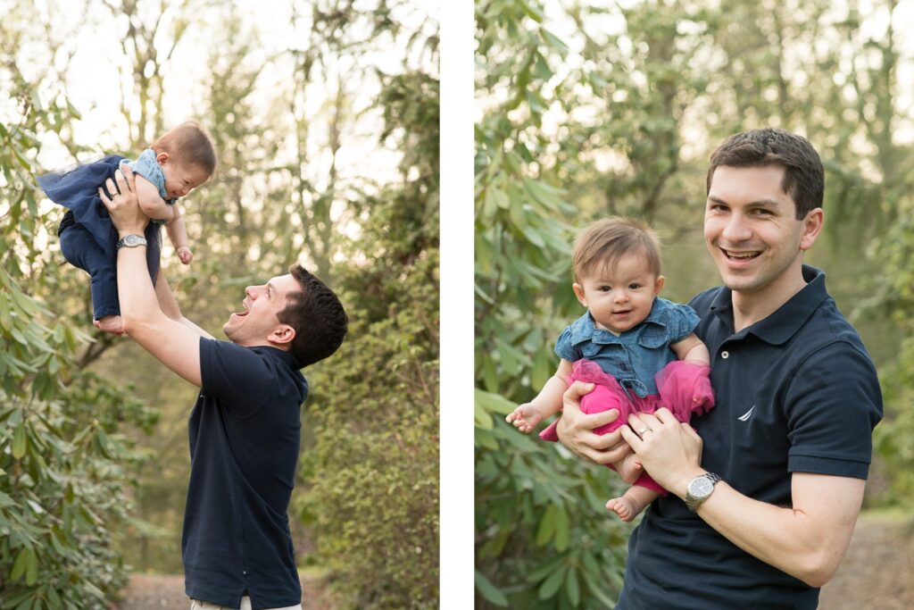 Twin Six Month Session Dad Holding Babies Photo