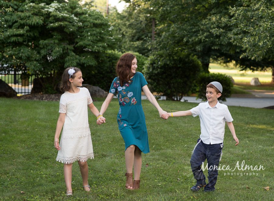Bat Mitzvah Portraits Sibling Walking Photo