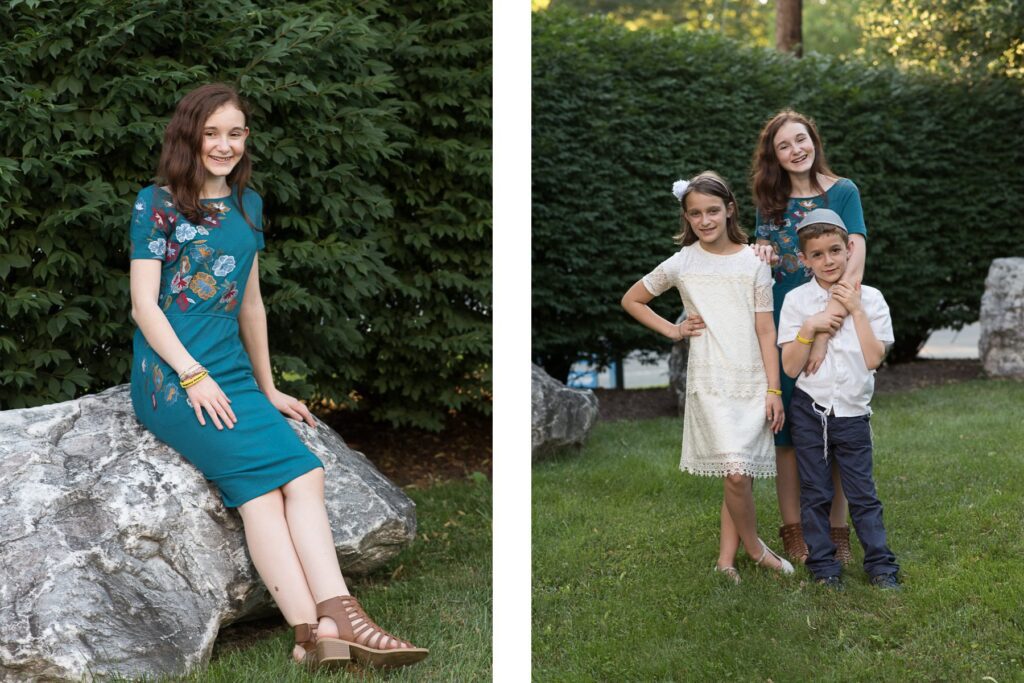Bat Mitzvah Portriats Siblings Smiling Photo
