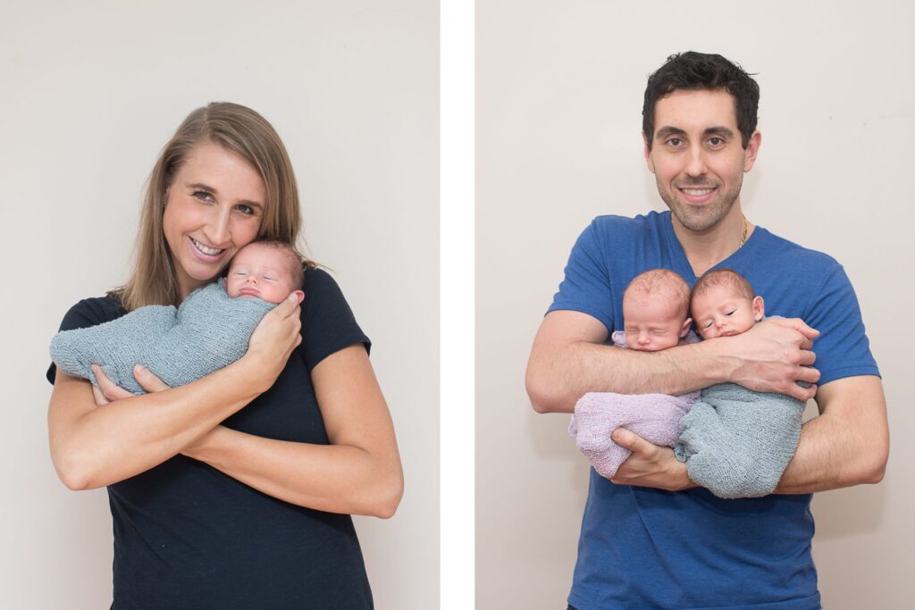 Baby Boy and Girl Twins Dad with Babies Photo