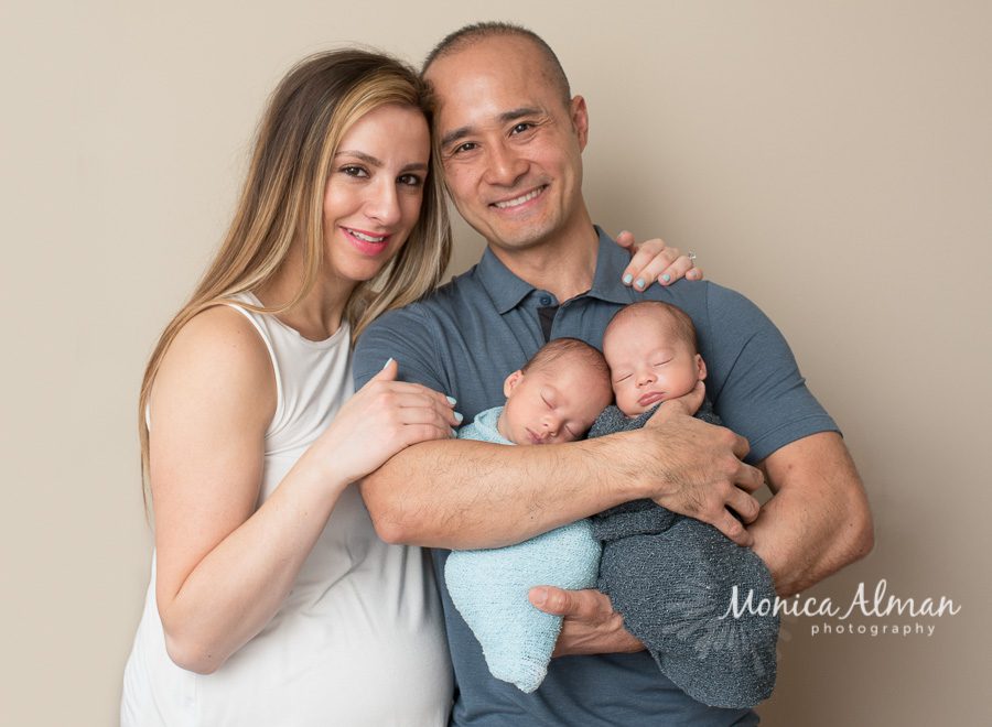 Twin Baby Boys With Parents Photo
