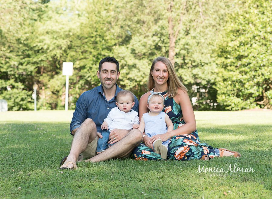 Family on grass birthday portraits