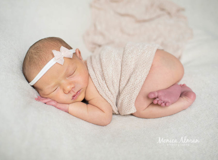 Bethesda Newborn Photographer Baby Girl in Wrap in Headband