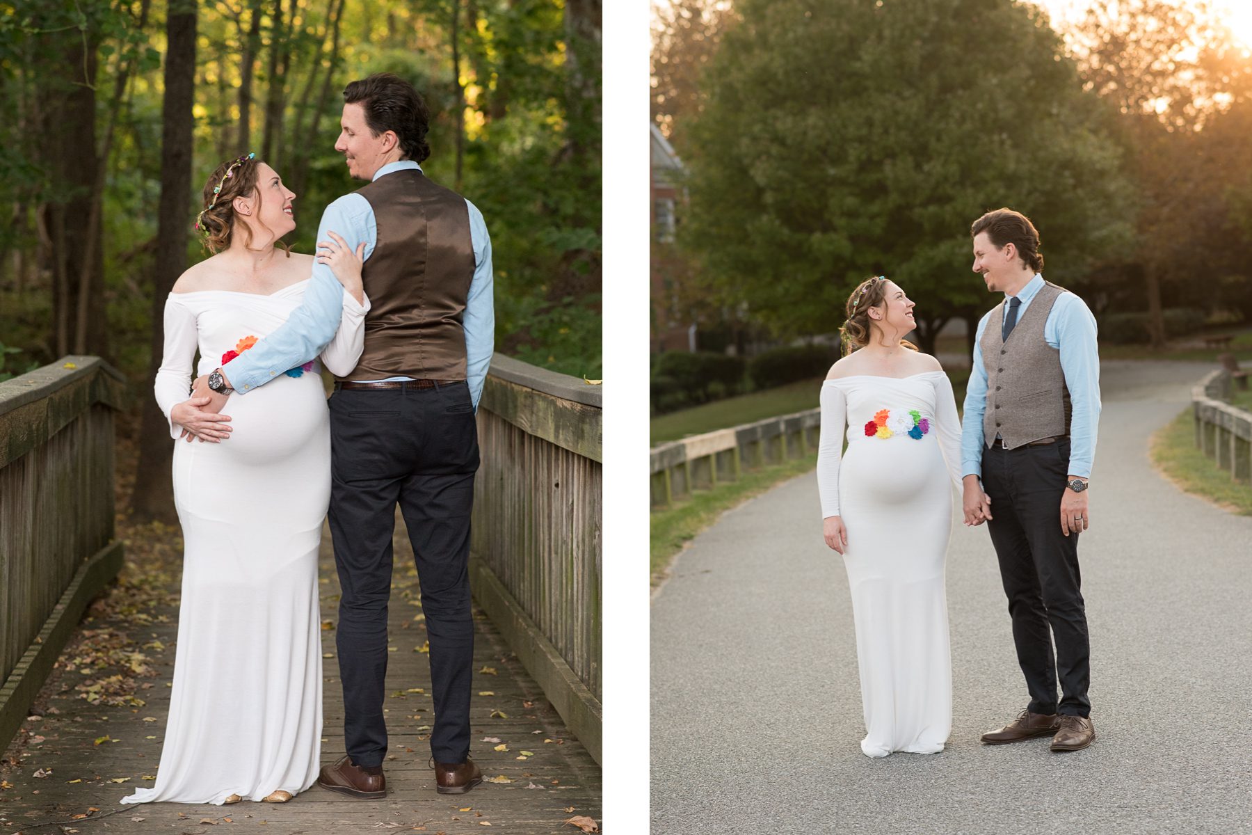 Rainbow-Baby-Maternity-Session On a Bridge Photo