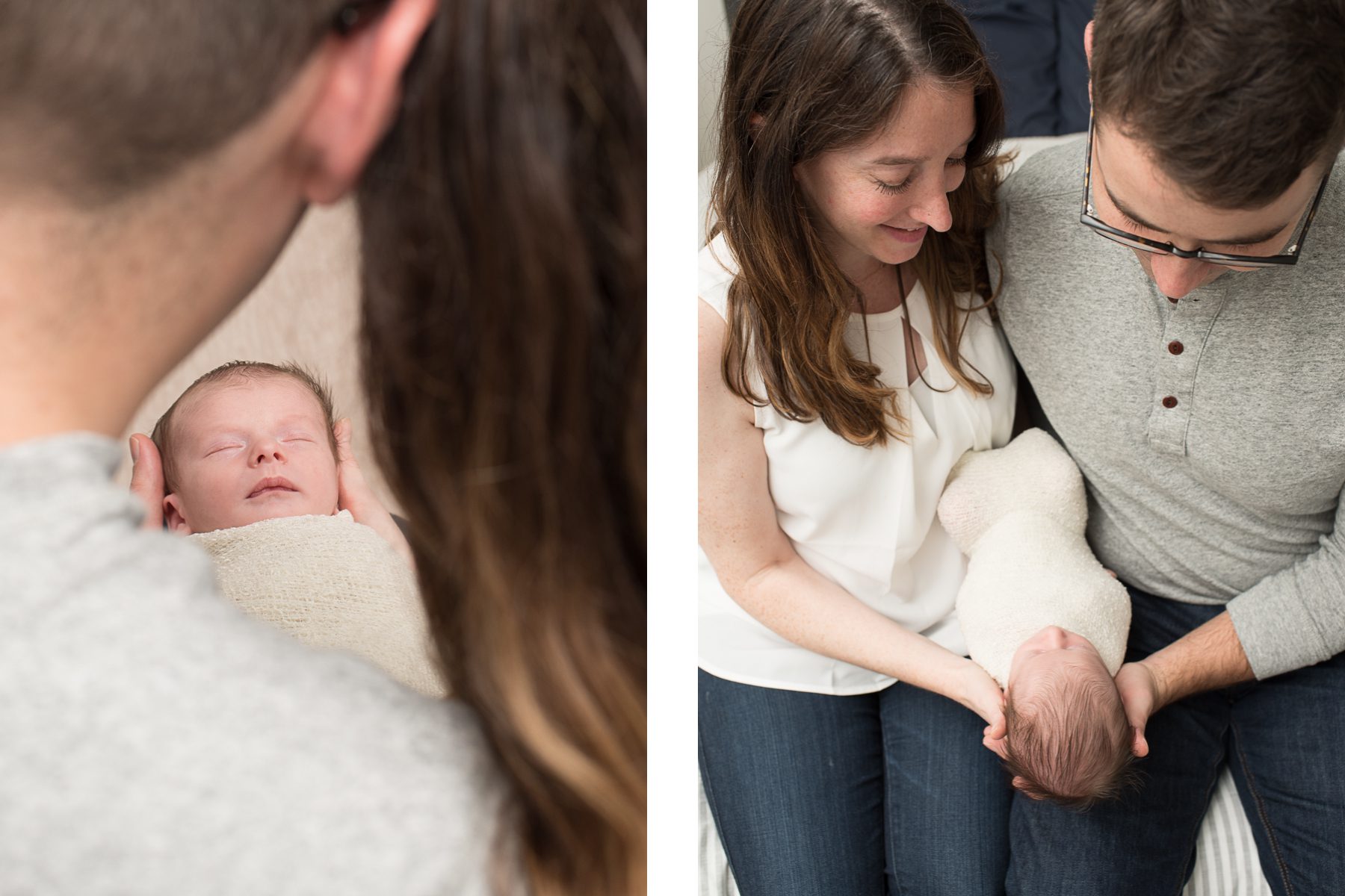 neutral portrait newborn session parents holding baby photo