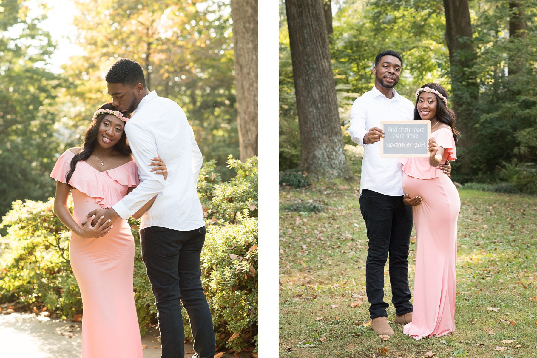 Fall maternity session parents announcement photo