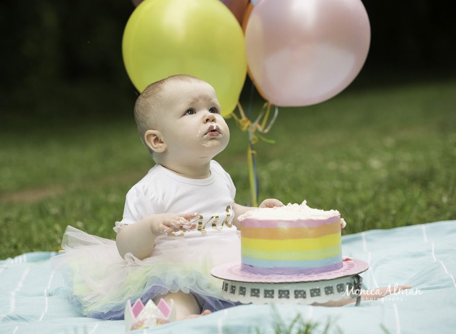 out door cake smash baby girl
