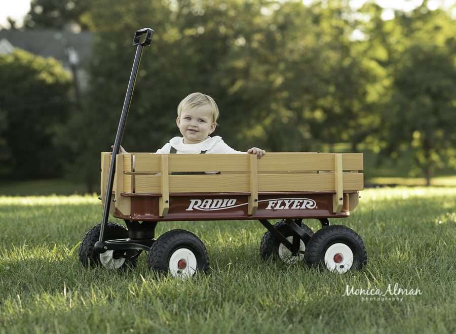 baby in wagon portrait