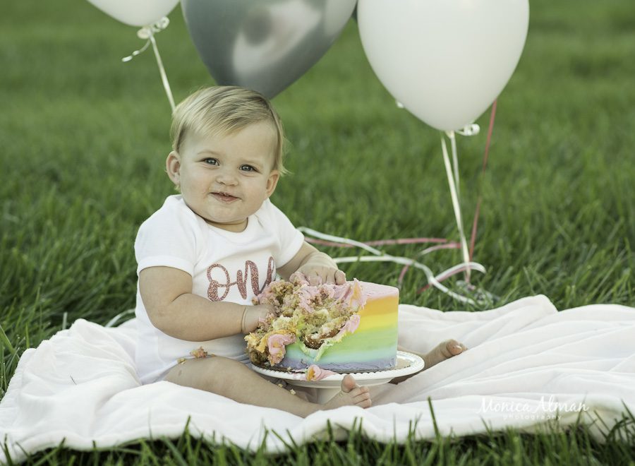 cake smash smiling baby
