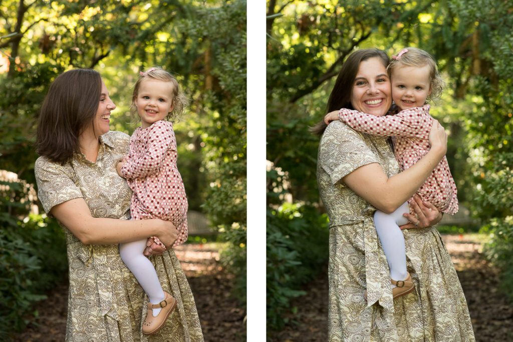 family photos of girl with mom