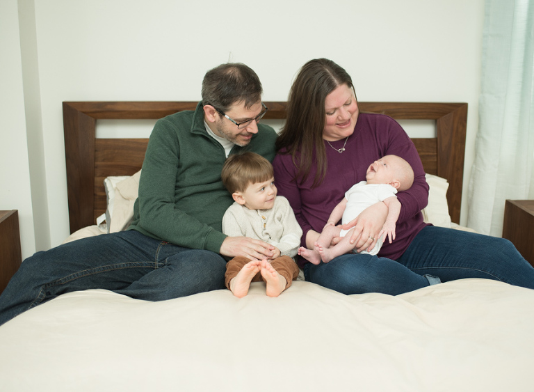 Family with baby at home photos