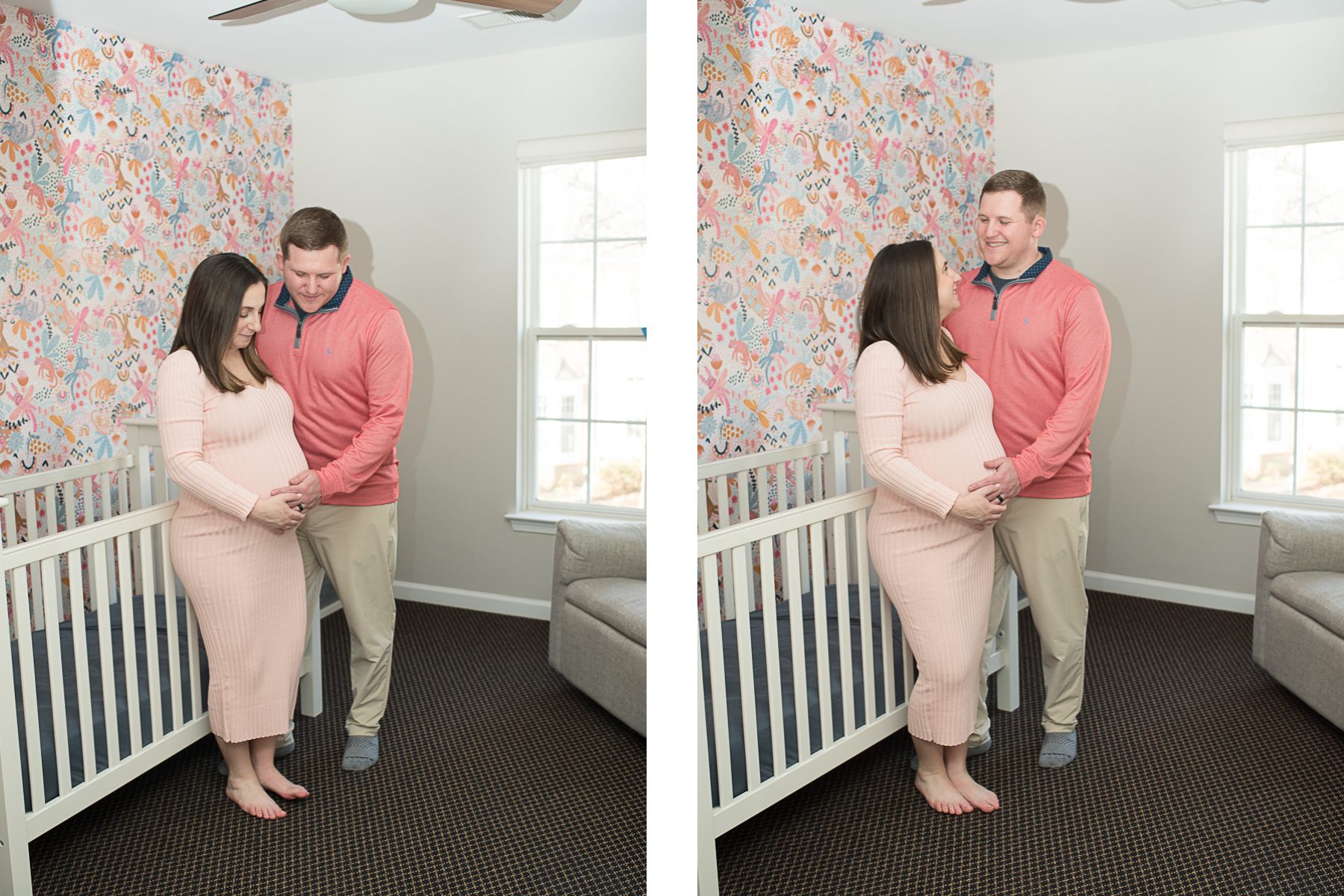 mom and dad getting ready for baby photo