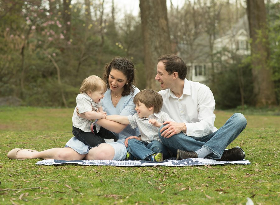 family playing with kids photo