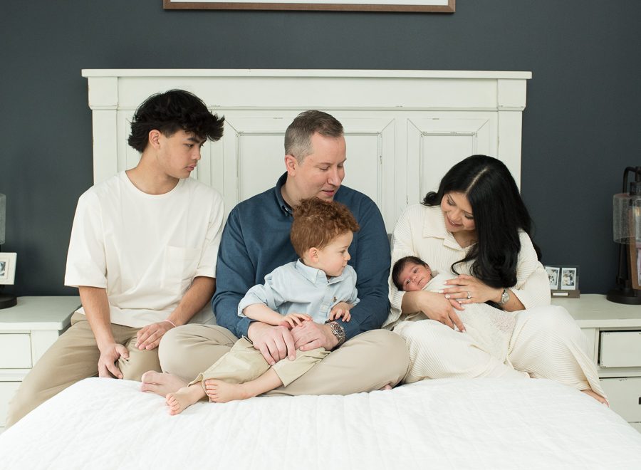 family of 5 photos with newborn baby
