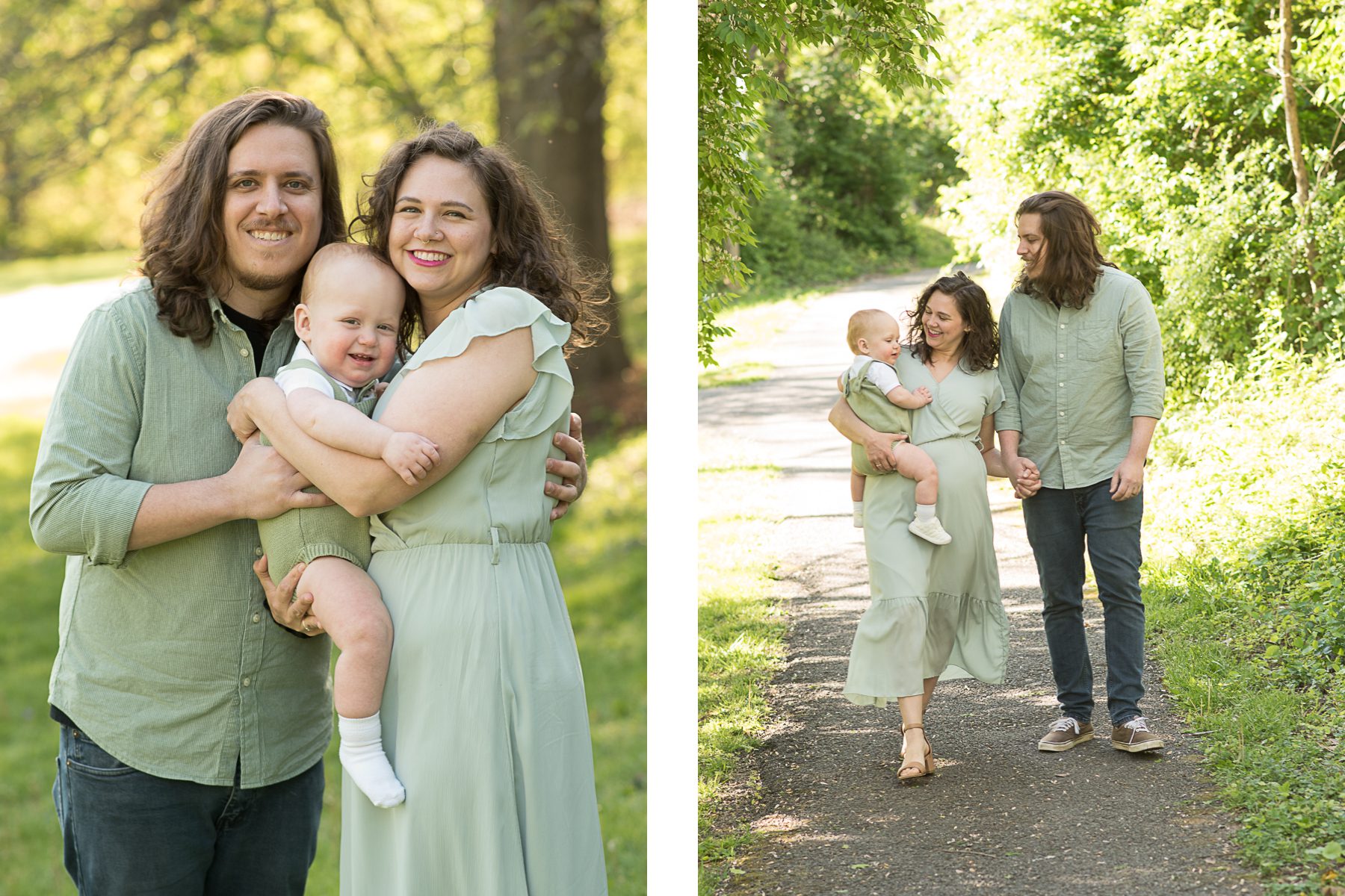 1 year old baby with parents photo