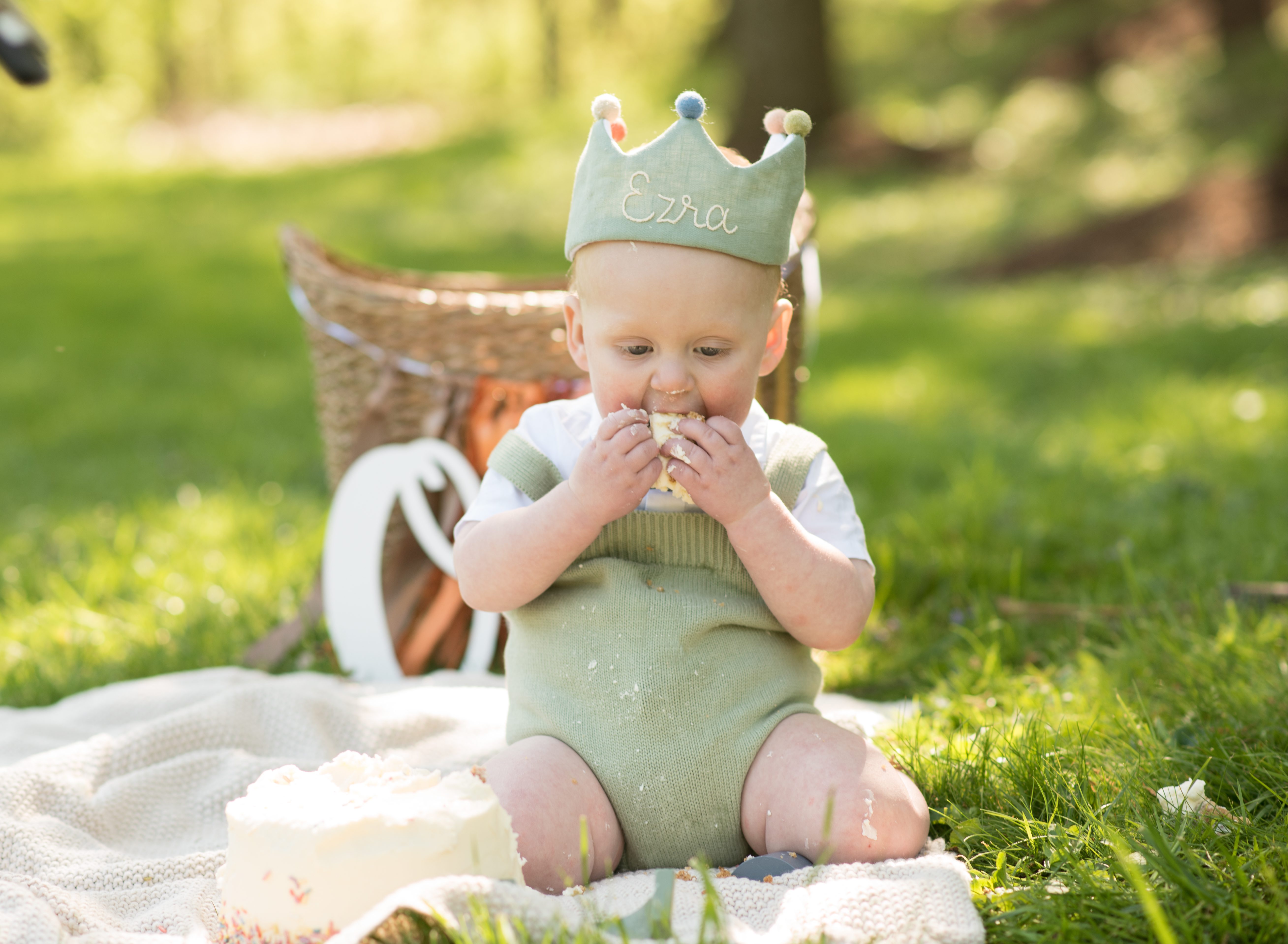 Baby eating cake in Gaithersburg