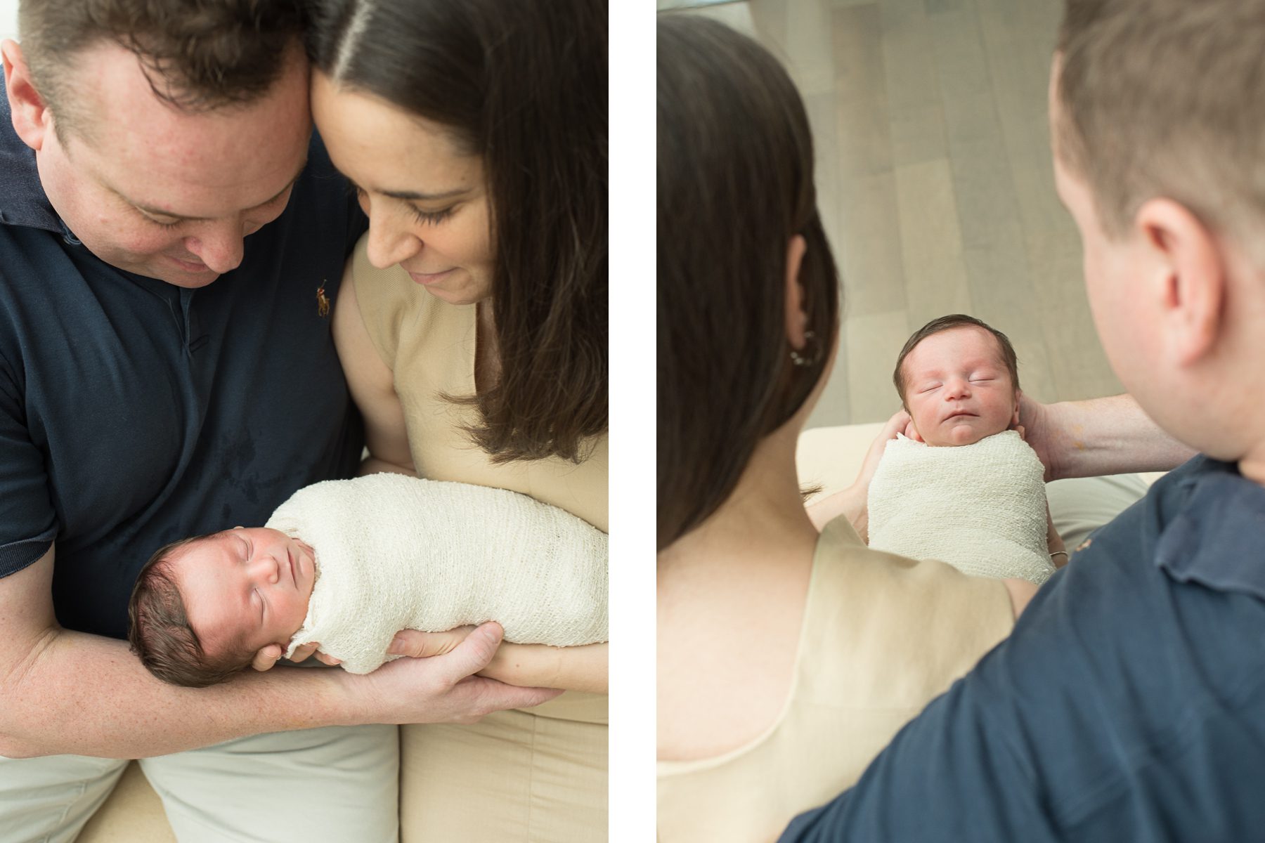 newborn parents looking at baby