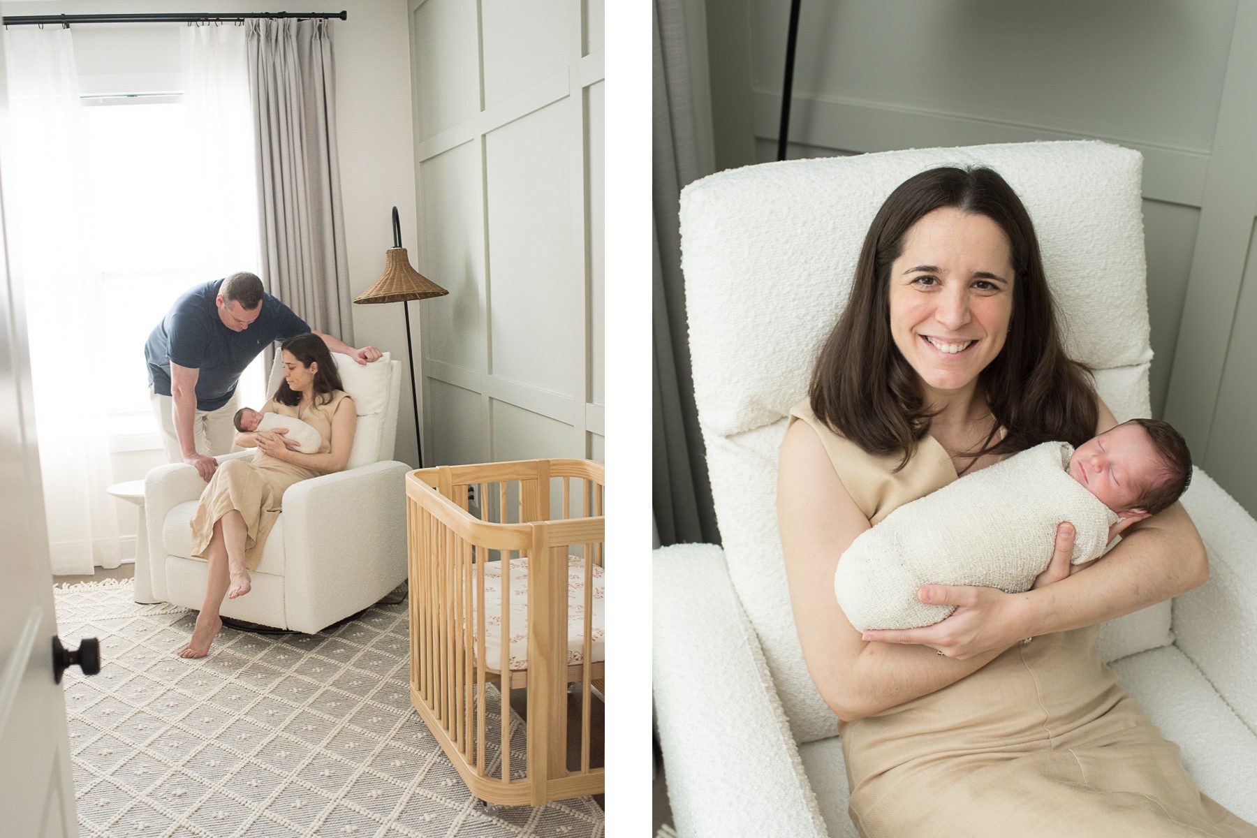 newborn baby and mother in the nursery photo