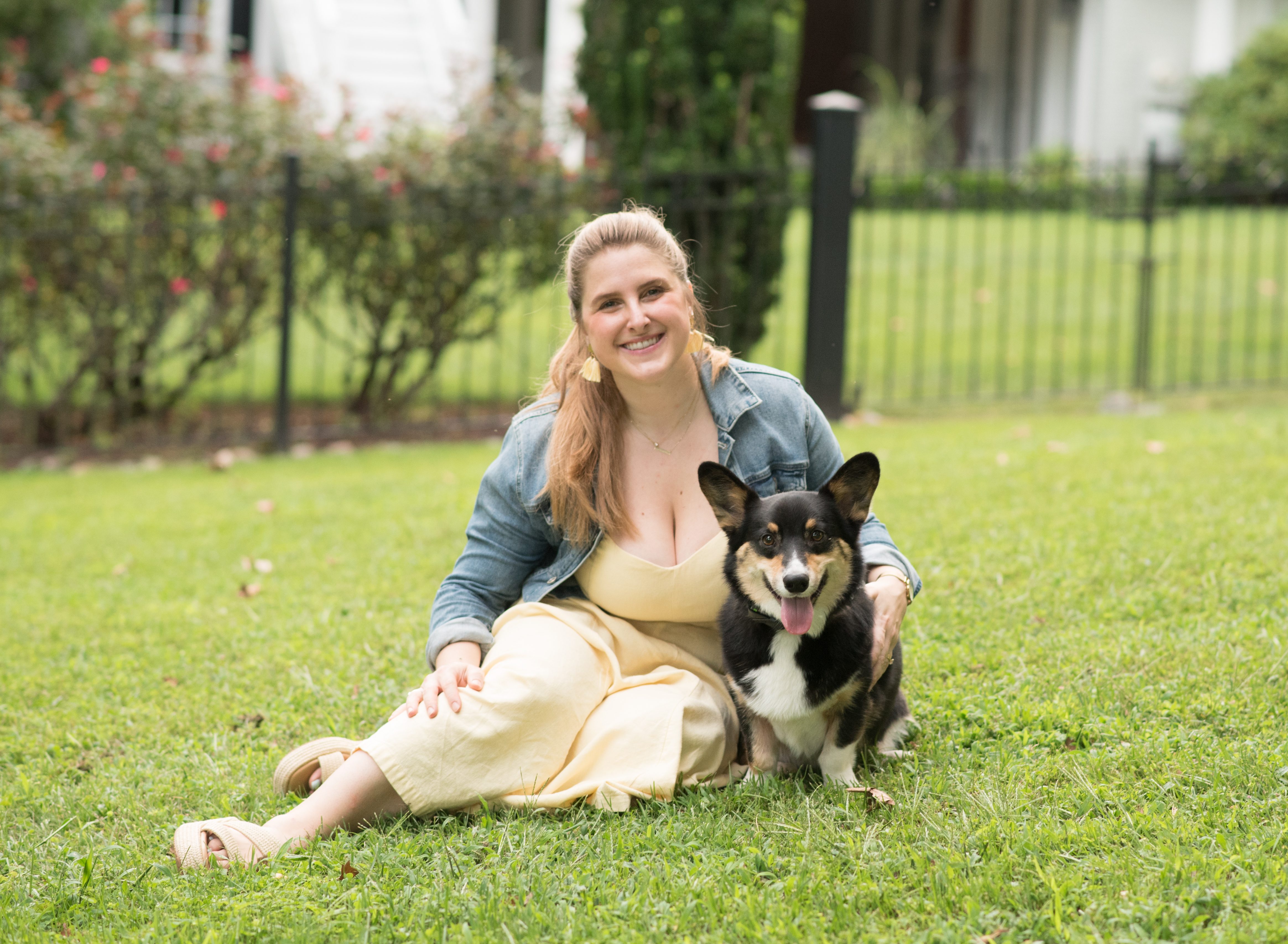 women with a dog photo