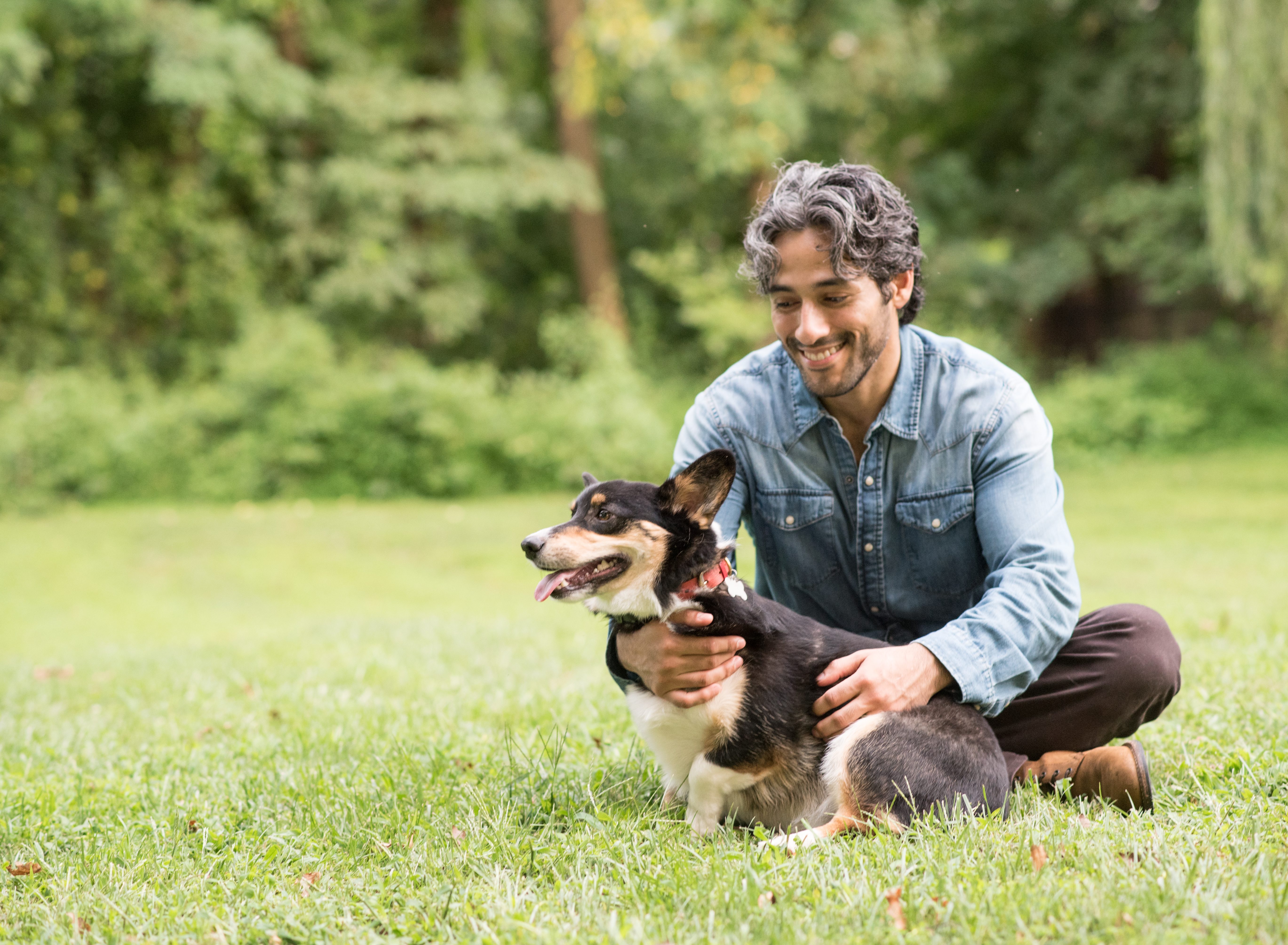 Man with his dog photo