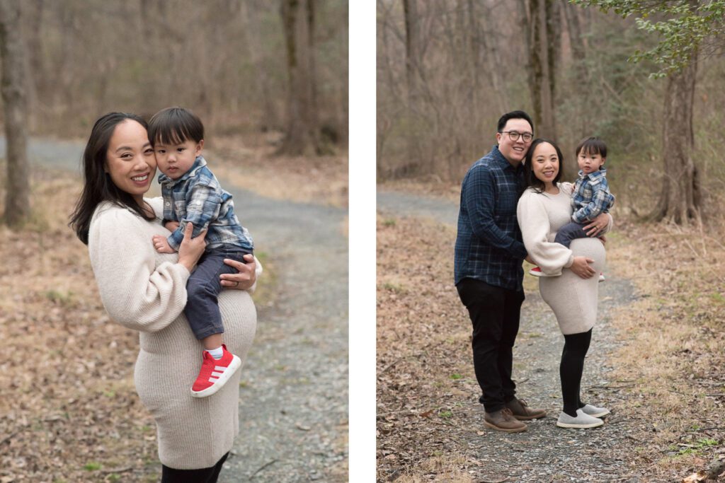 pregnant mom with family photo