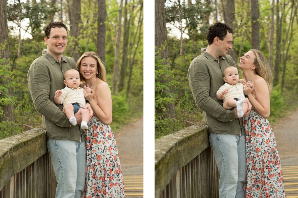 family of 3 posing with their baby boy photo