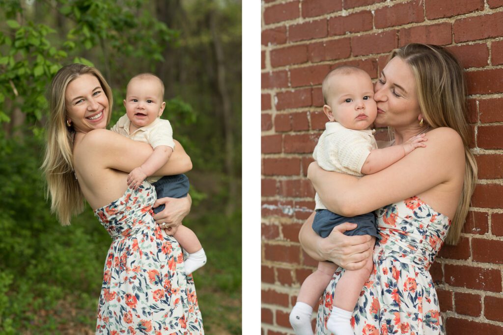mom posing with her baby boy photo